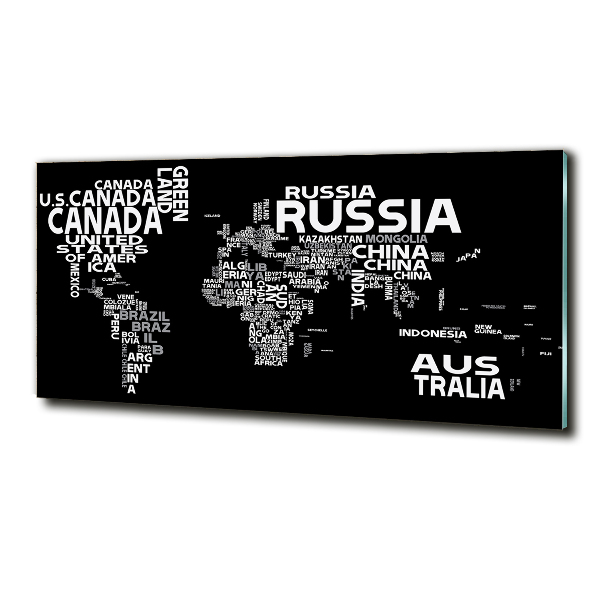 Wall art on glass World map subtitles