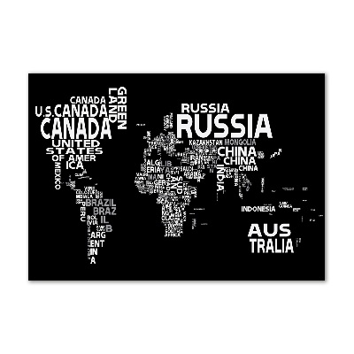 Wall art on glass World map subtitles