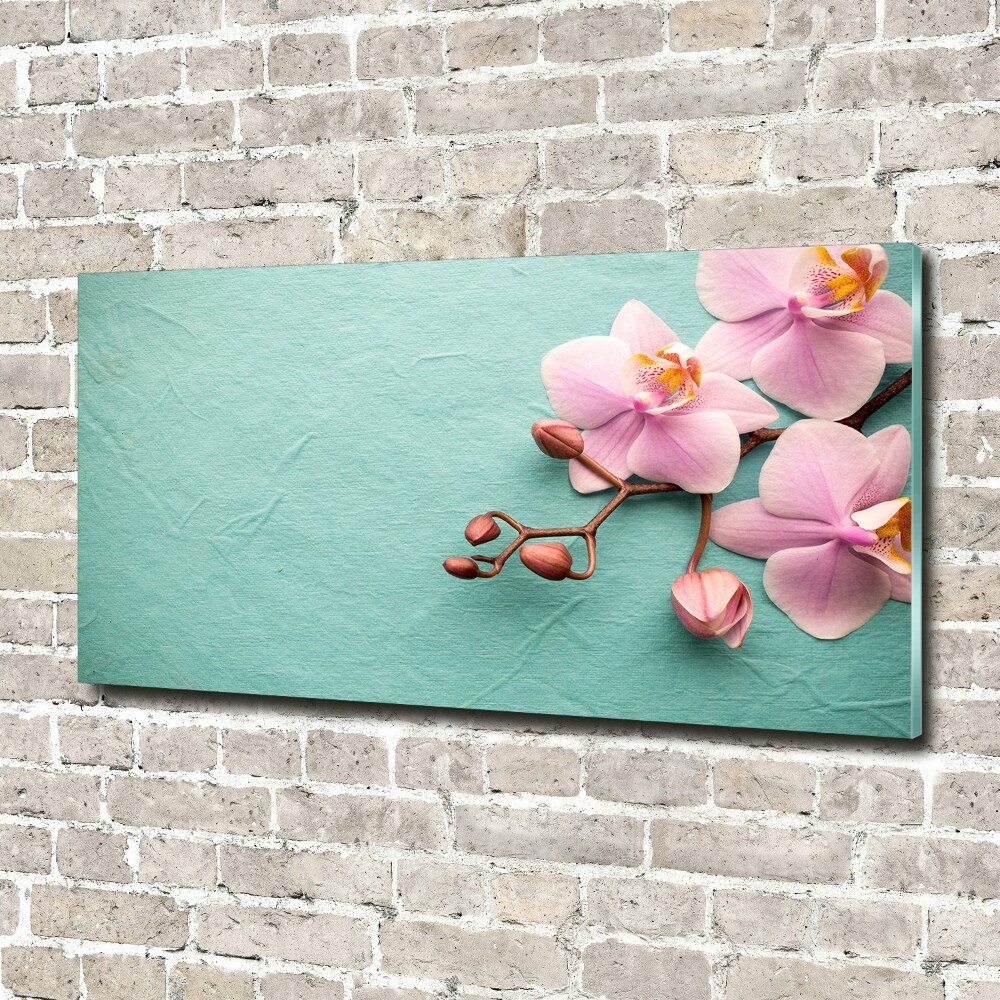 Glass wall art large Orchid