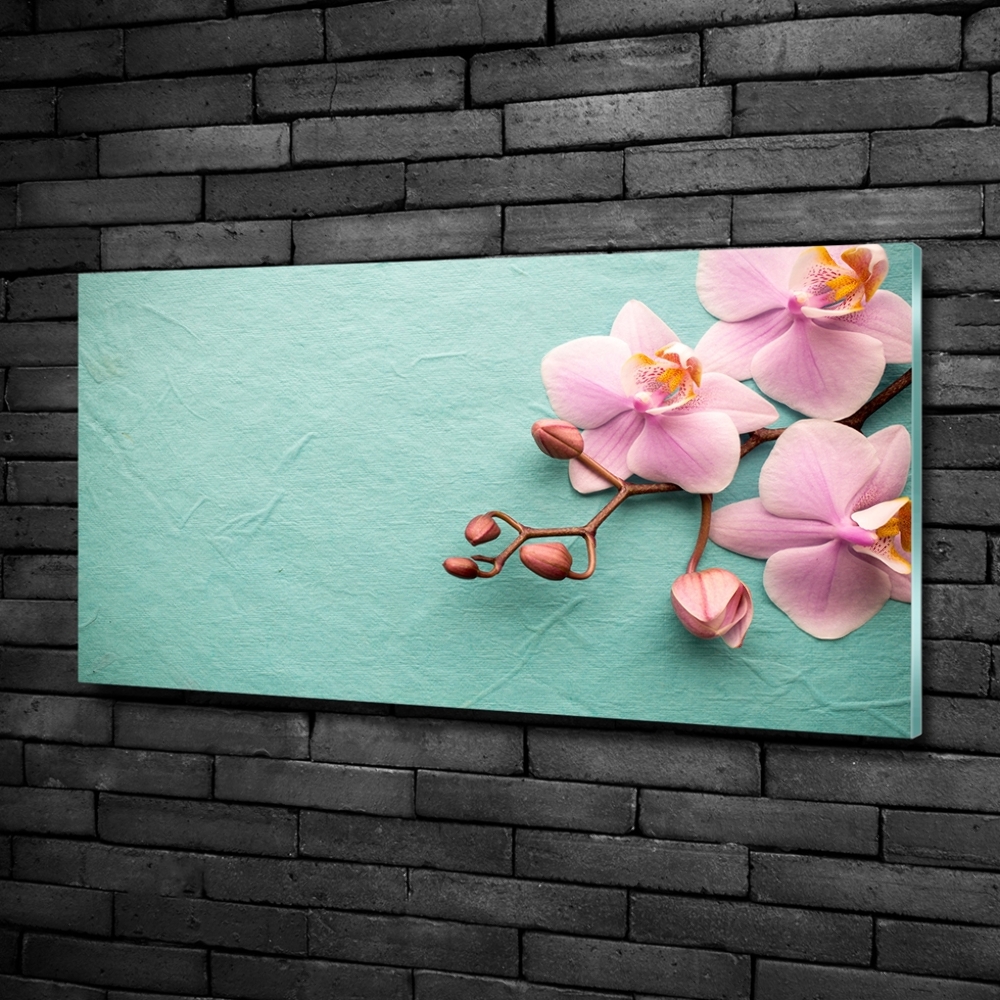 Glass wall art large Orchid