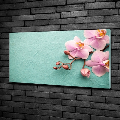 Glass wall art large Orchid