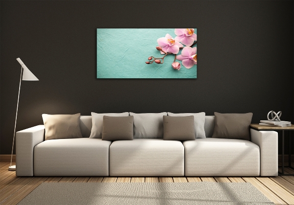 Glass wall art large Orchid