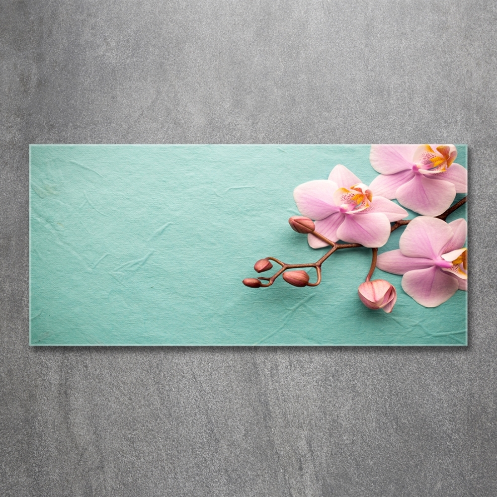 Glass wall art large Orchid