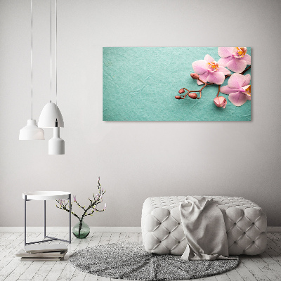 Glass wall art large Orchid