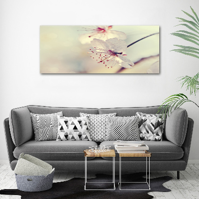 Glass wall art large Cherry blossom