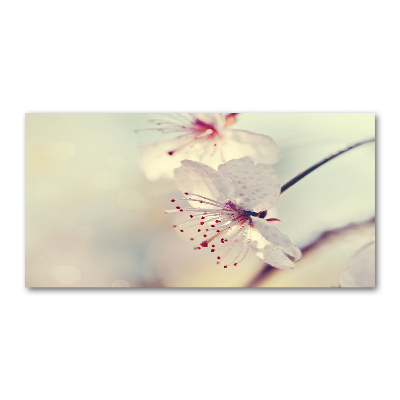 Glass wall art large Cherry blossom