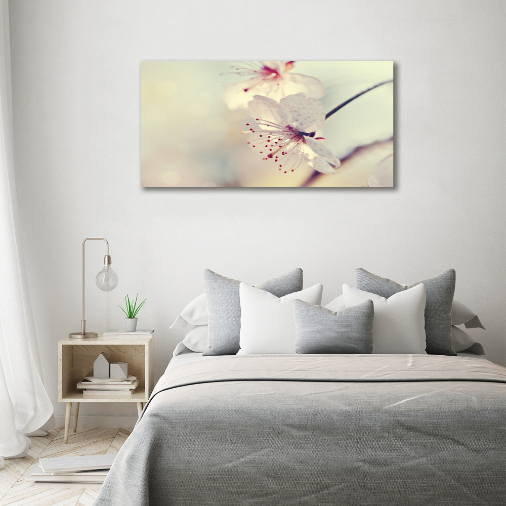 Glass wall art large Cherry blossom