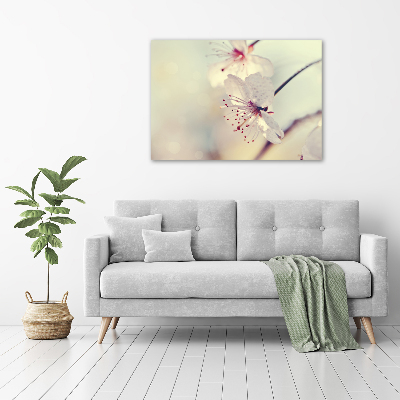 Glass wall art large Cherry blossom