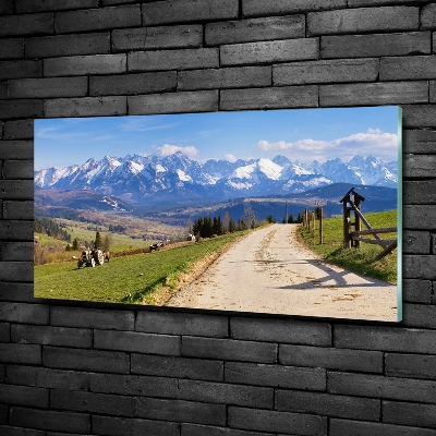 Glass art picture Panorama of the tatra mountains