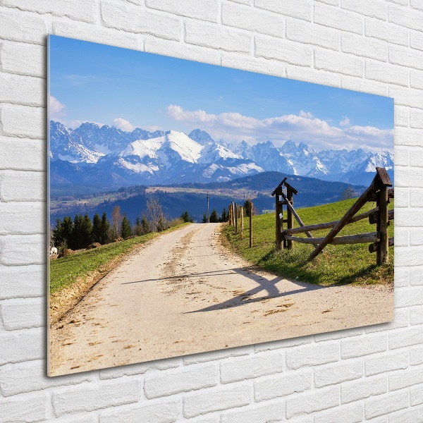 Glass art picture Panorama of the tatra mountains