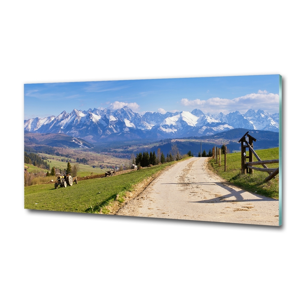 Glass art picture Panorama of the tatra mountains