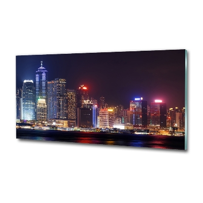 Glass picture print Hong kong at night