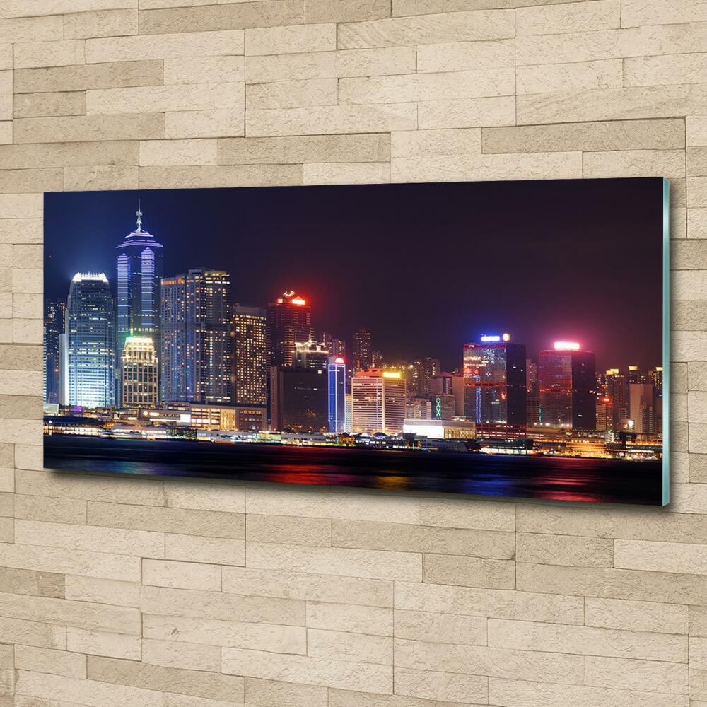 Glass picture print Hong kong at night