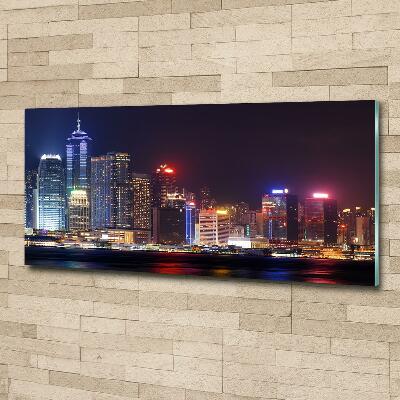 Glass picture print Hong kong at night