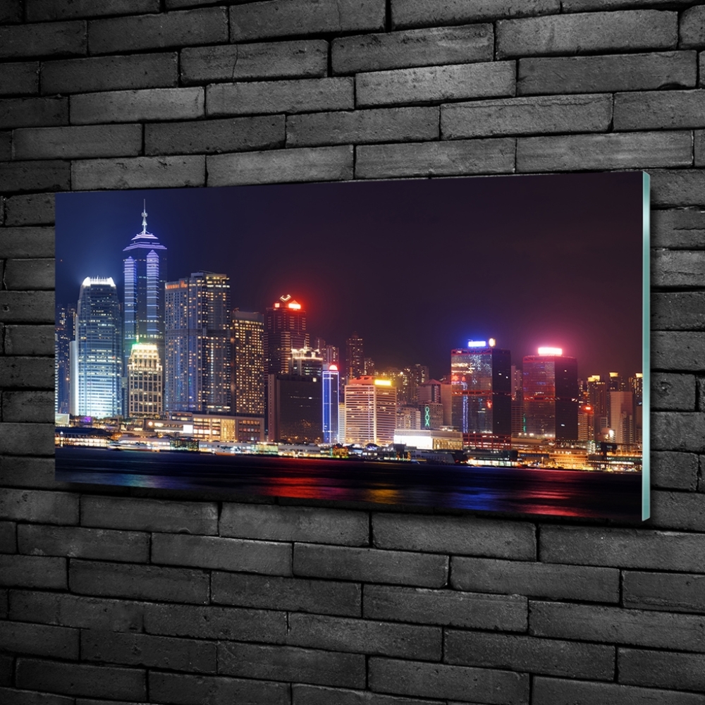 Glass picture print Hong kong at night