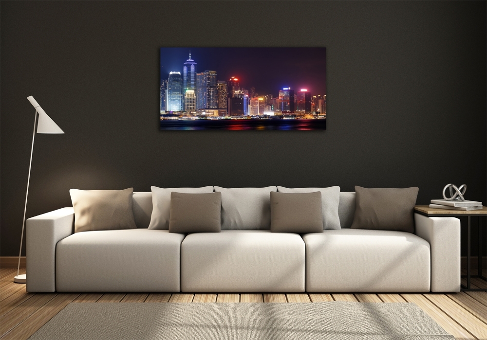 Glass picture print Hong kong at night