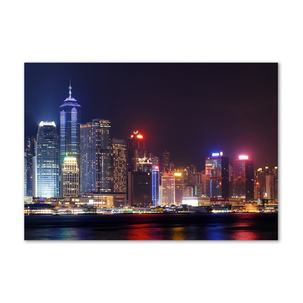 Glass picture print Hong kong at night