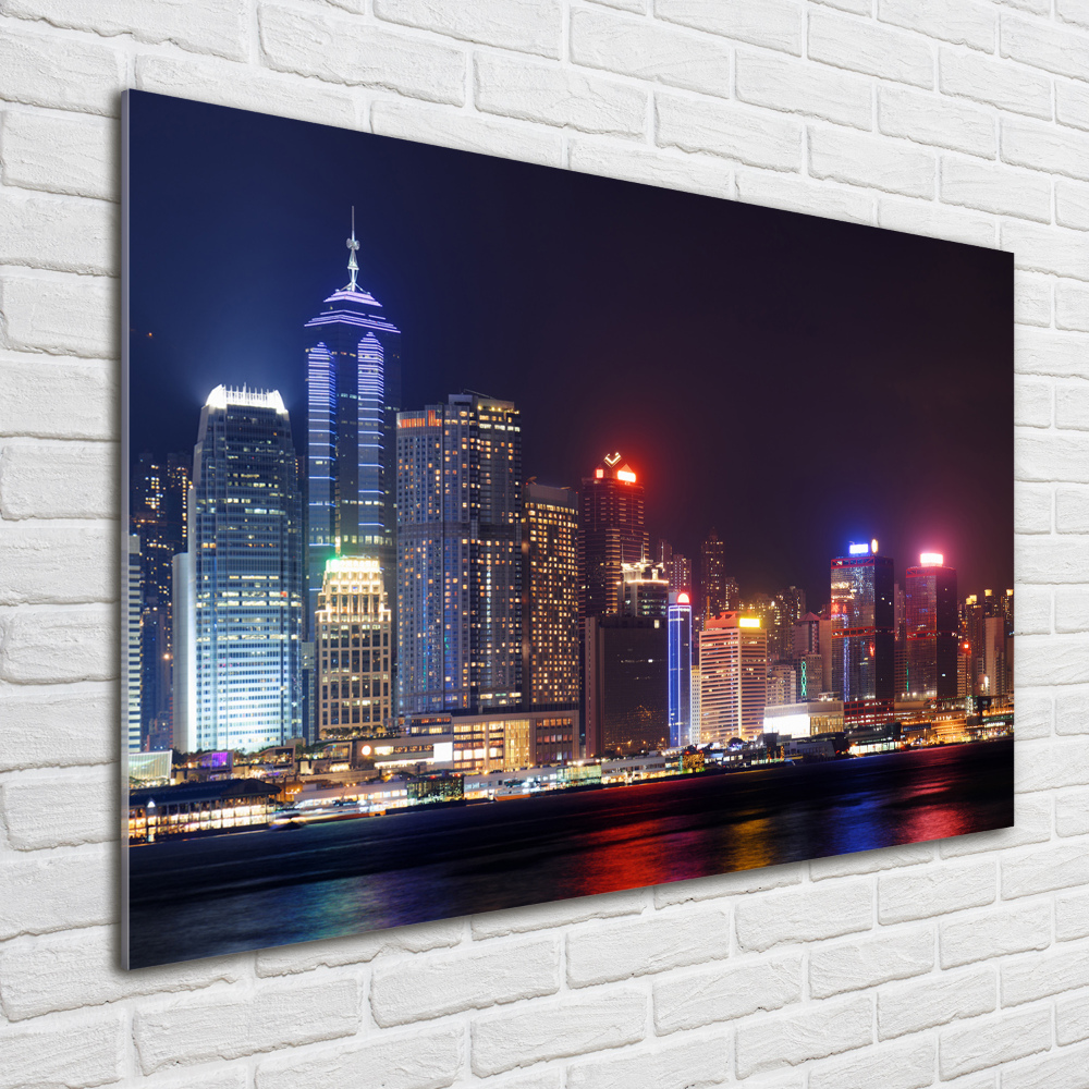 Glass picture print Hong kong at night