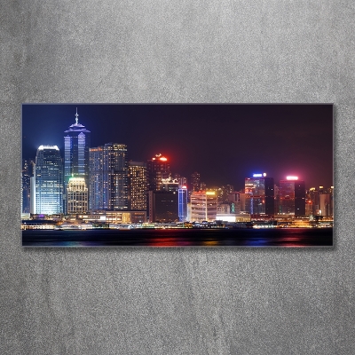 Glass picture print Hong kong at night