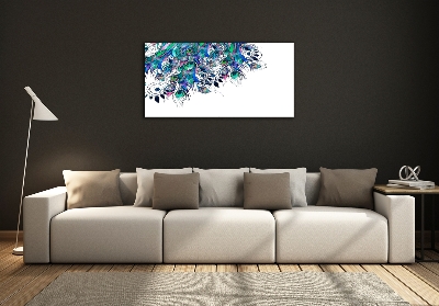 Glass picture wall art Peacock feathers