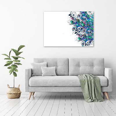 Glass picture wall art Peacock feathers