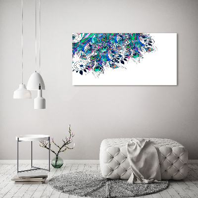 Glass picture wall art Peacock feathers