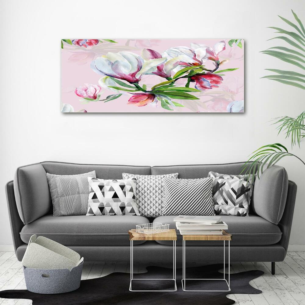 Glass wall art Magnolia flowers