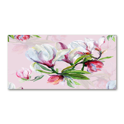 Glass wall art Magnolia flowers