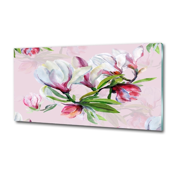 Glass wall art Magnolia flowers