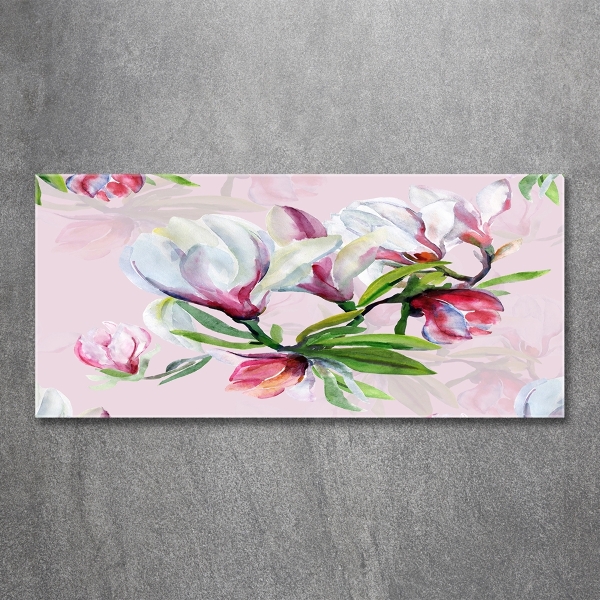 Glass wall art Magnolia flowers