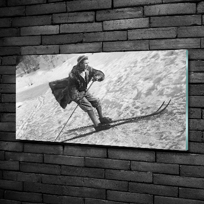 Glass art picture Skier