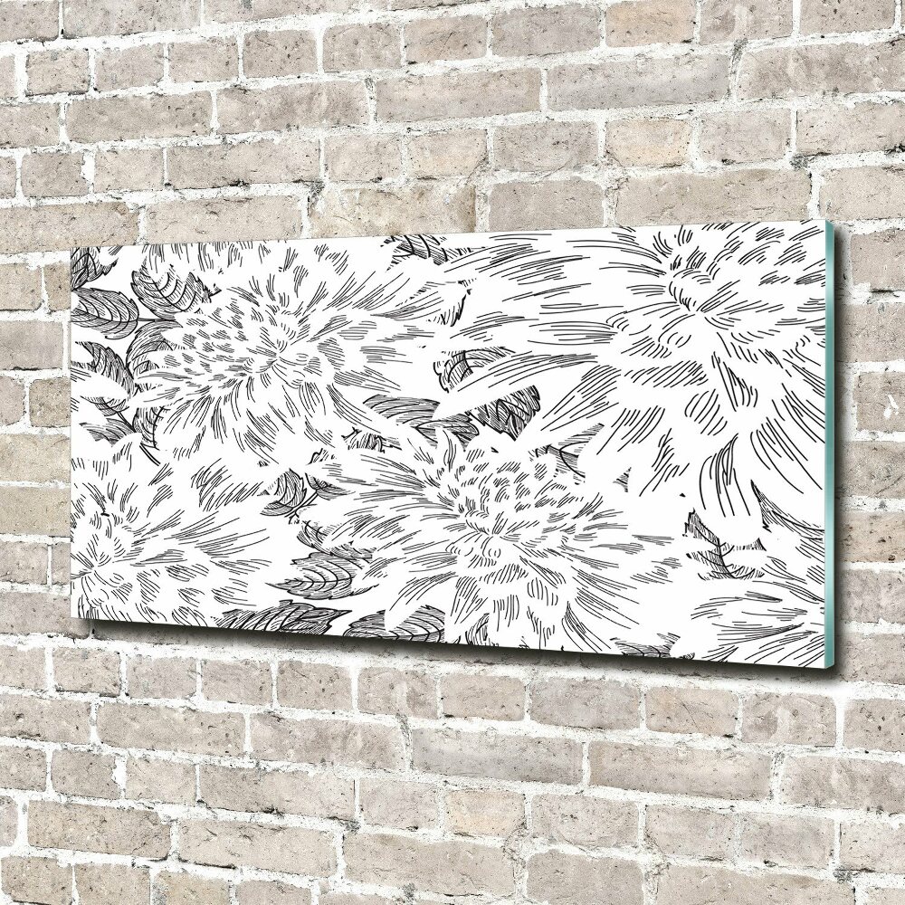 Glass wall art Floral pattern