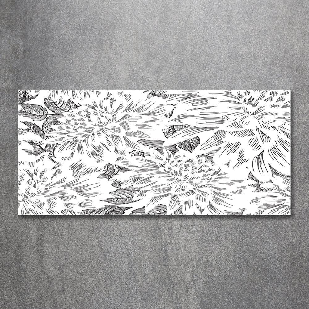 Glass wall art Floral pattern