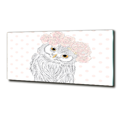 Wall art on glass Owl in a wreath