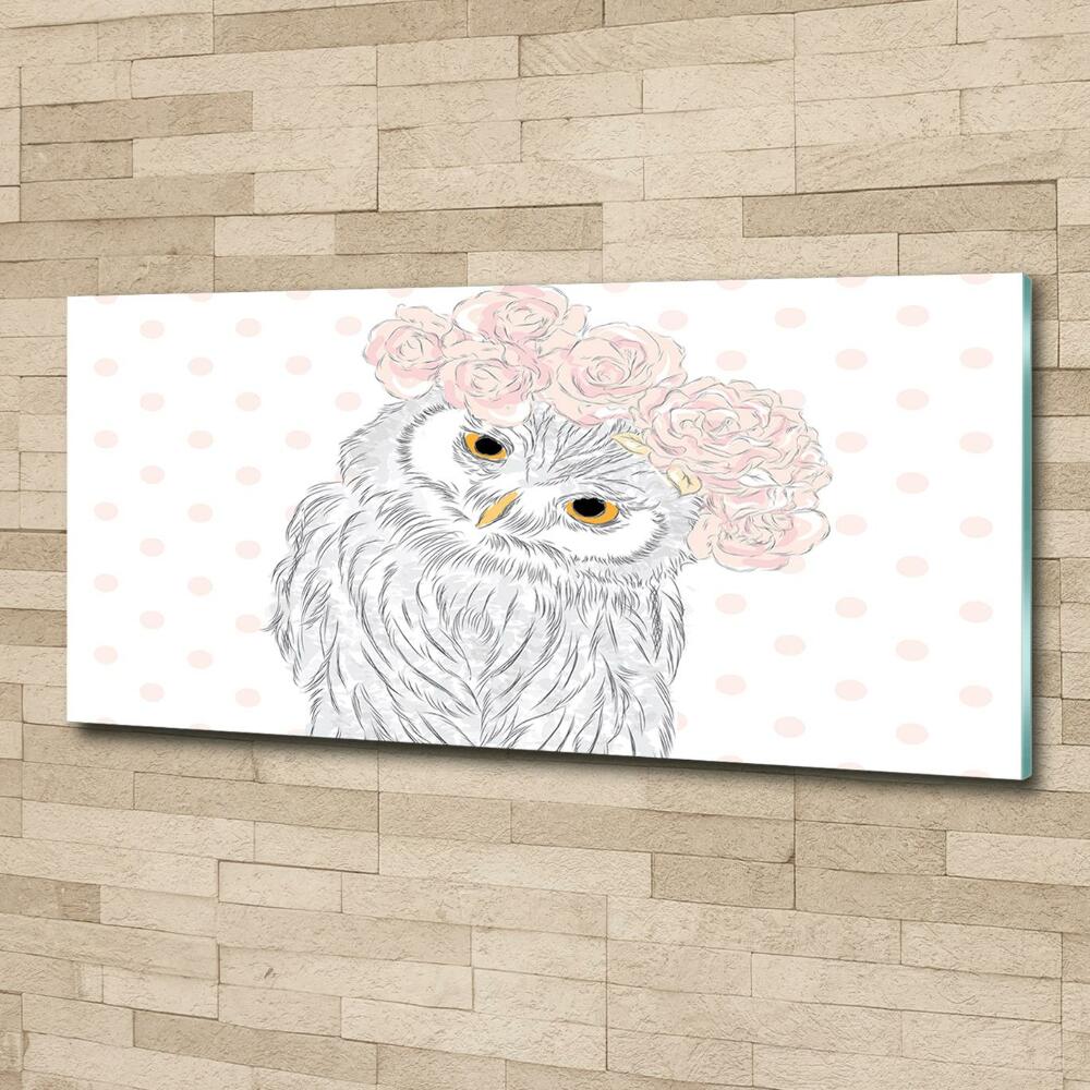 Wall art on glass Owl in a wreath