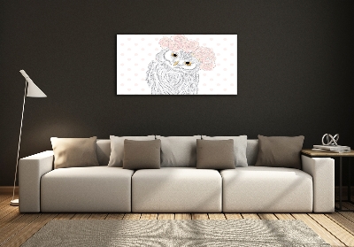 Wall art on glass Owl in a wreath