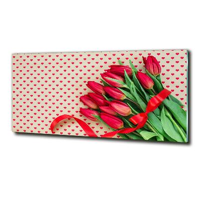 Wall art on glass Heart tulips