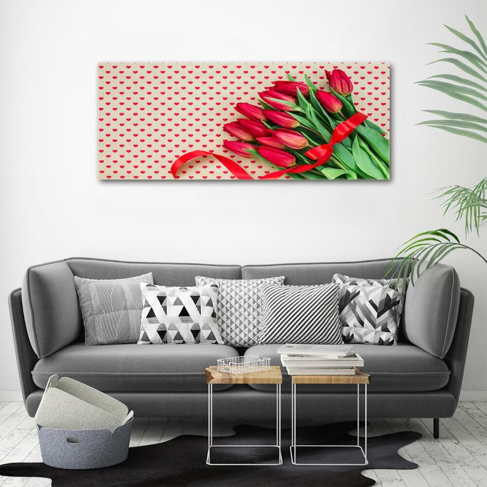 Wall art on glass Heart tulips