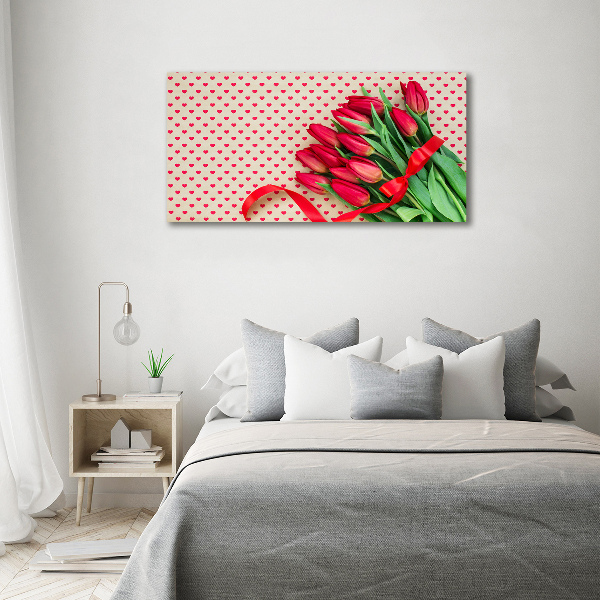 Wall art on glass Heart tulips