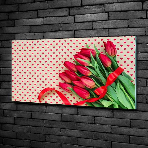 Wall art on glass Heart tulips