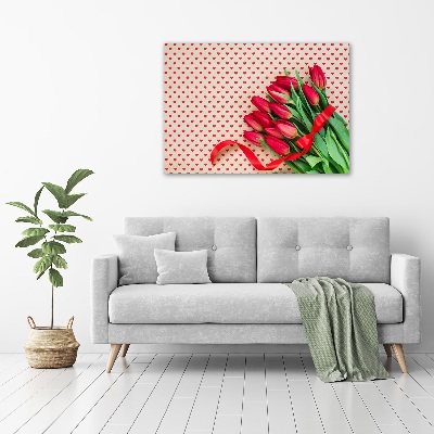 Wall art on glass Heart tulips