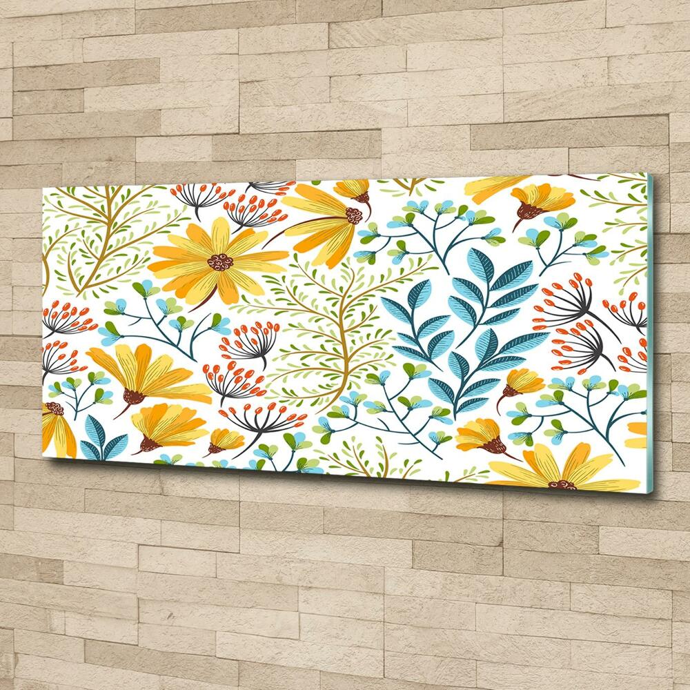 Glass art print Spring flowers