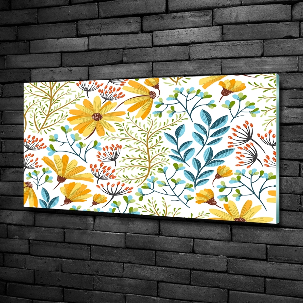 Glass art print Spring flowers