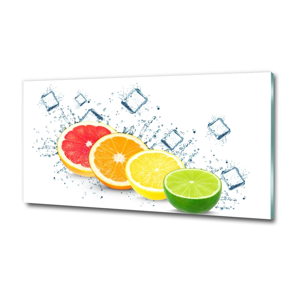 Glass wall art large Citrus fruits