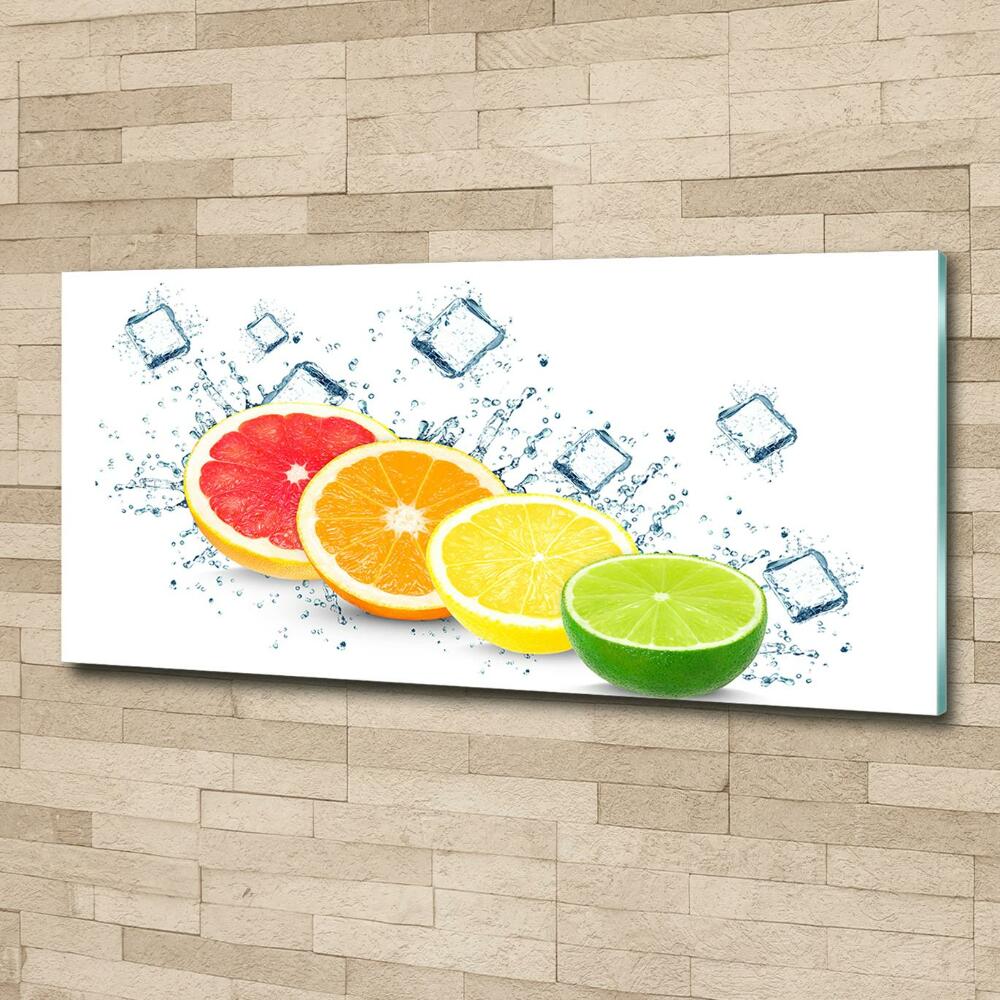 Glass wall art large Citrus fruits