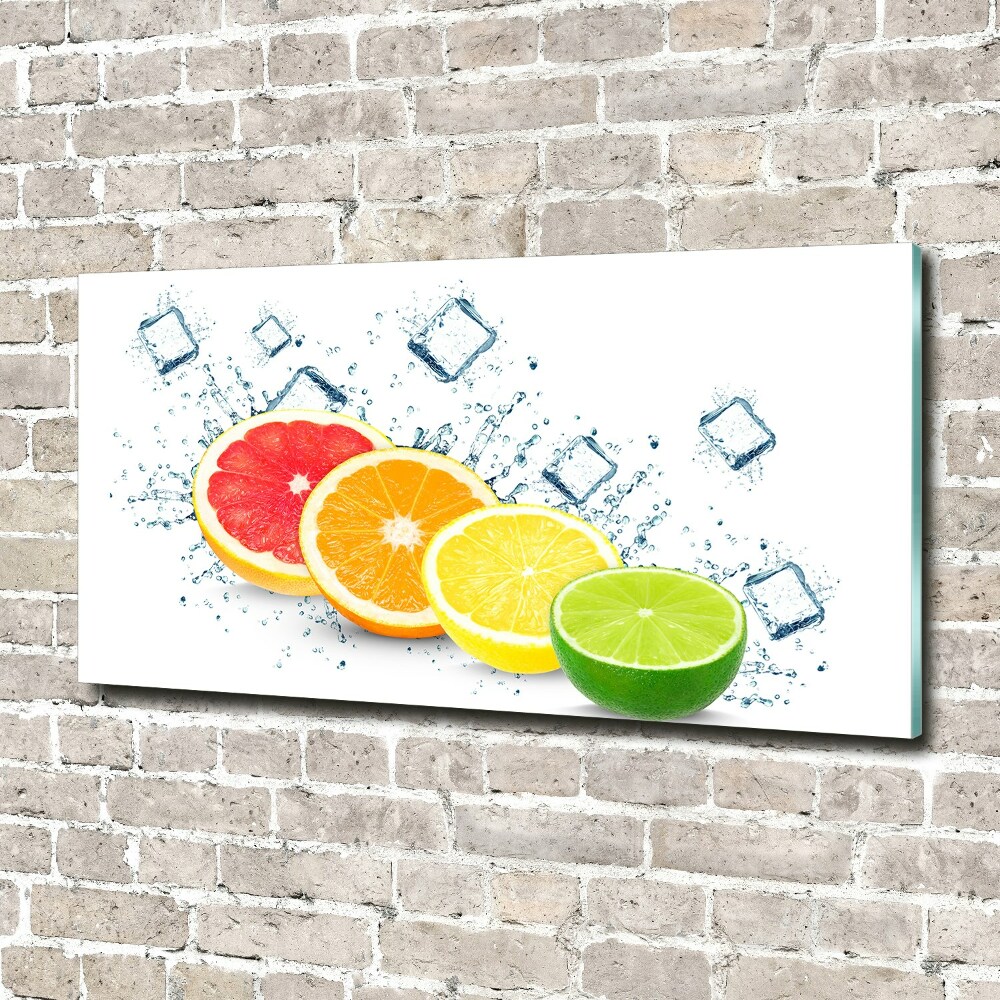 Glass wall art large Citrus fruits