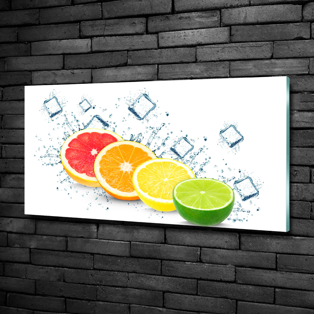 Glass wall art large Citrus fruits