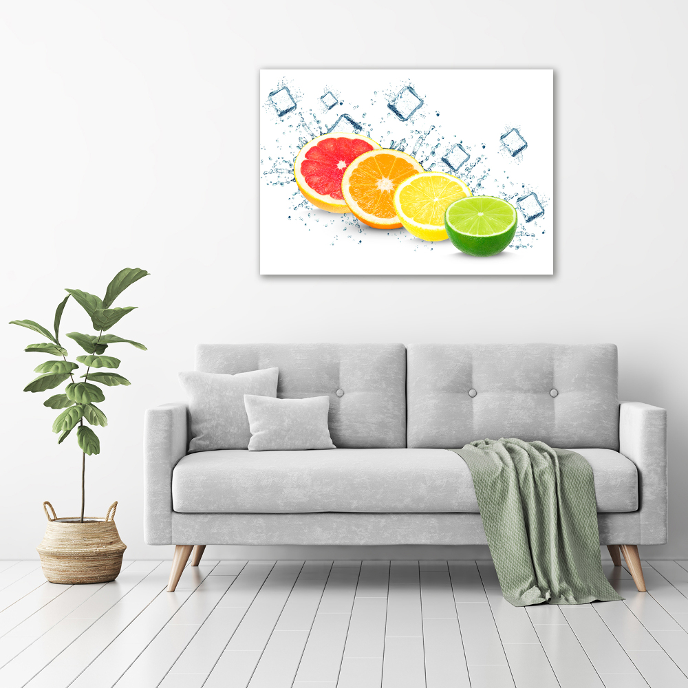 Glass wall art large Citrus fruits