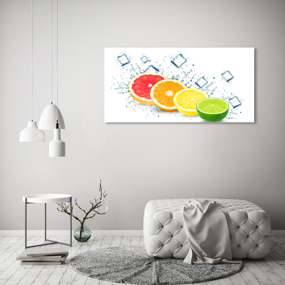 Glass wall art large Citrus fruits