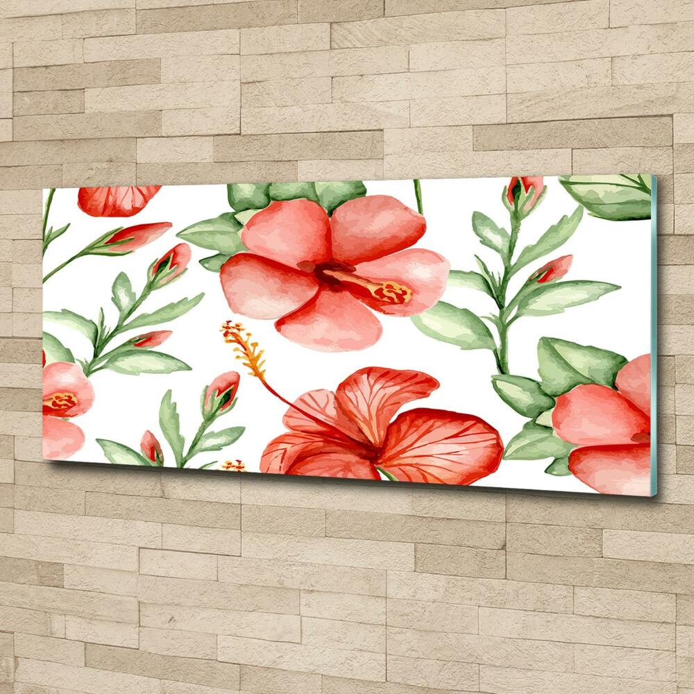 Glass art print Tropical flowers